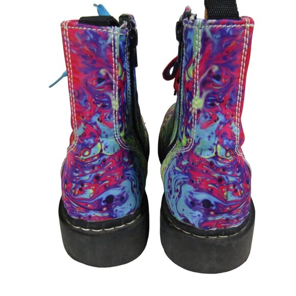 T.U.K. TUK ANARCHIC 9 Paint Swirl Combat Lug Boots PUNK Street Wear Avant Garde - Picture 3 of 12